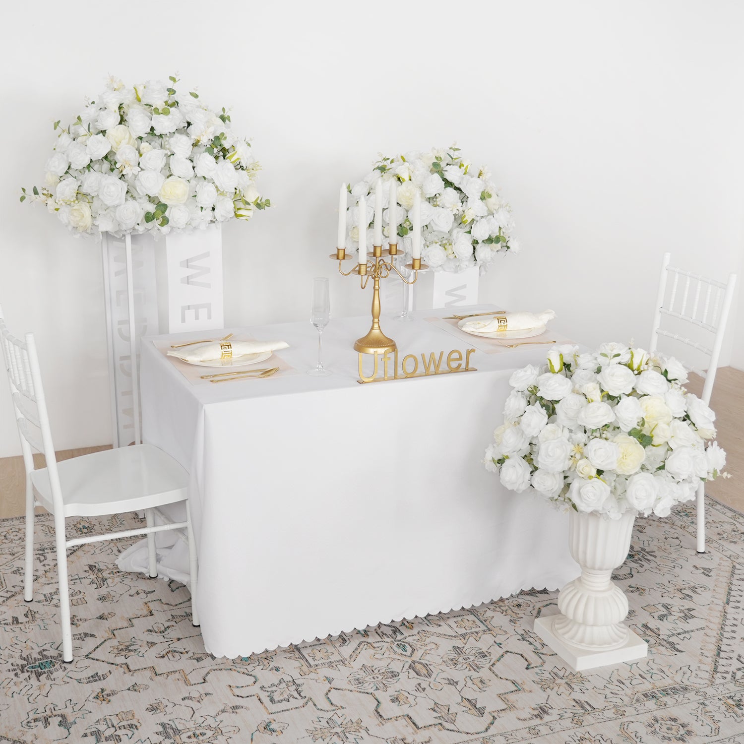 Hydrangea White Rose Aritificial Flower Ball Table Centrepiece Decor Figure 2